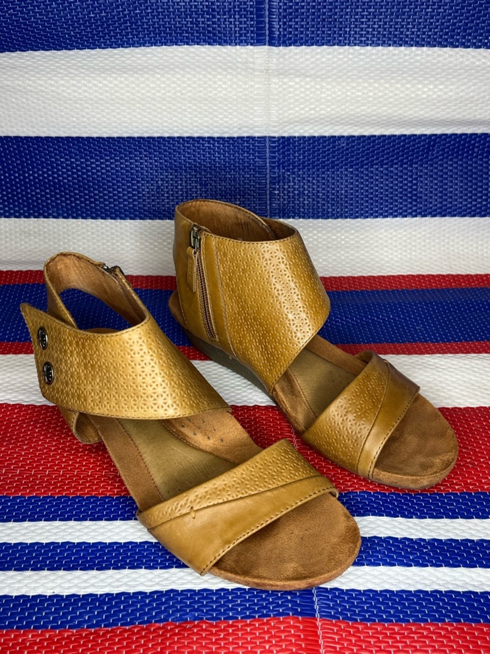 Women’s - Rockport Cobb Hill Hollywood Leather Copper Low Wedge Sandals Size 9 - Picture 4 of 13